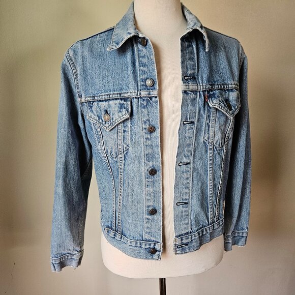 Vintage 70s Levi's 2 Pocket Type III Trucker Jacket Distressed Denim Small Aged - Picture 5 of 16